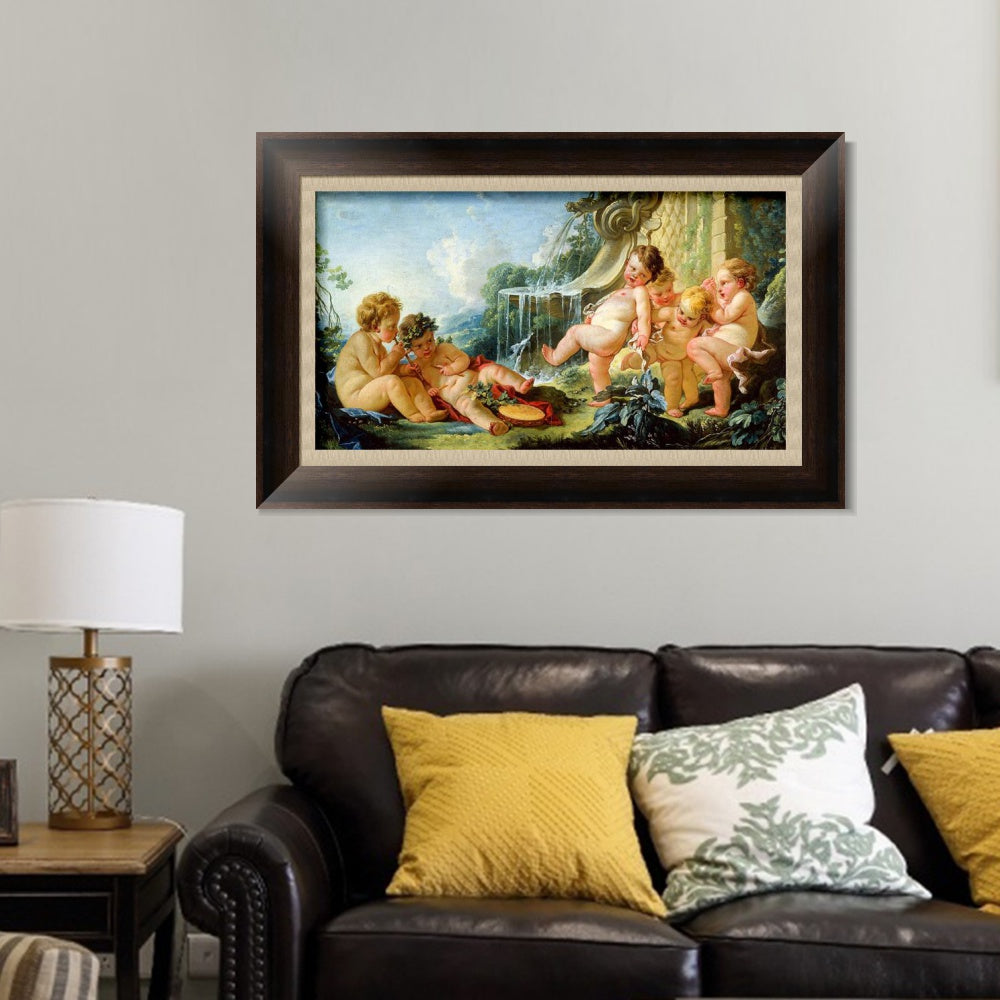 INVIN ART Framed Canvas Art Giclee Print Series#048 by Francois Boucher Wall Art Living Room Home Office Decorations