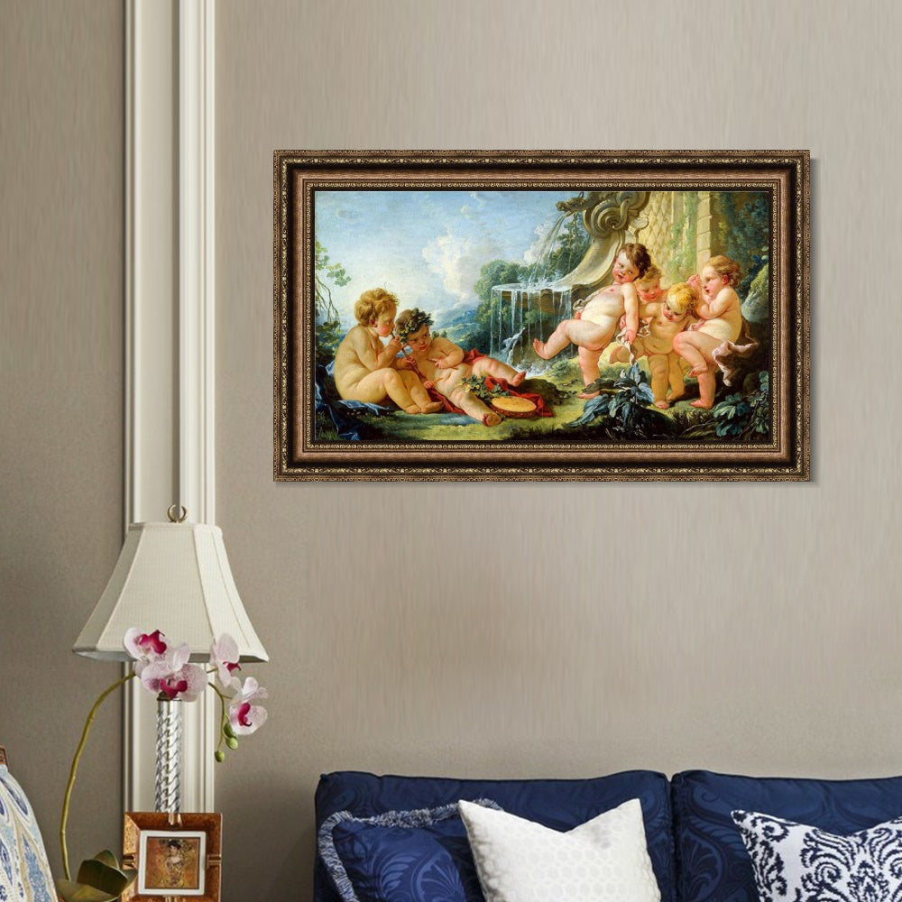 INVIN ART Framed Canvas Art Giclee Print Series#048 by Francois Boucher Wall Art Living Room Home Office Decorations