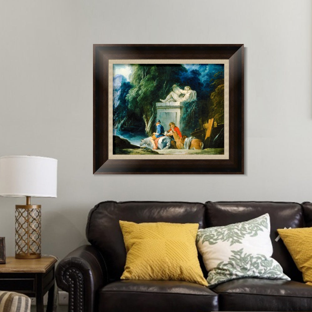 INVIN ART Framed Canvas Art Giclee Print Crossing the Ford by Francois Boucher Wall Art Living Room Home Office Decorations
