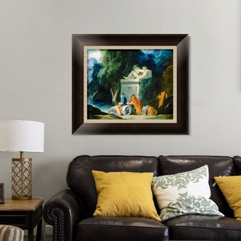 INVIN ART Framed Canvas Art Giclee Print Crossing the Ford by Francois Boucher Wall Art Living Room Home Office Decorations