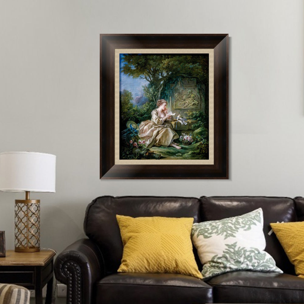 INVIN ART Framed Canvas Art Giclee Print The secret message by Francois Boucher Wall Art Living Room Home Office Decorations