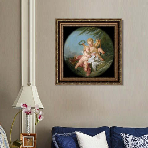 INVIN ART Framed Canvas Art Giclee Print An Allegory of Poetry by Francois Boucher Wall Art Living Room Home Office Decorations