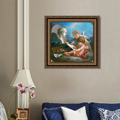 INVIN ART Framed Canvas Art Giclee Print Cupids by Francois Boucher Wall Art Living Room Home Office Decorations