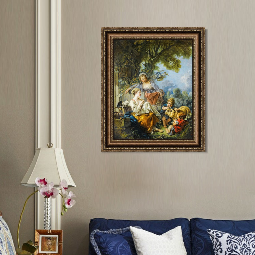 INVIN ART Framed Canvas Art Giclee Print Series#096 by Francois Boucher Wall Art Living Room Home Office Decorations