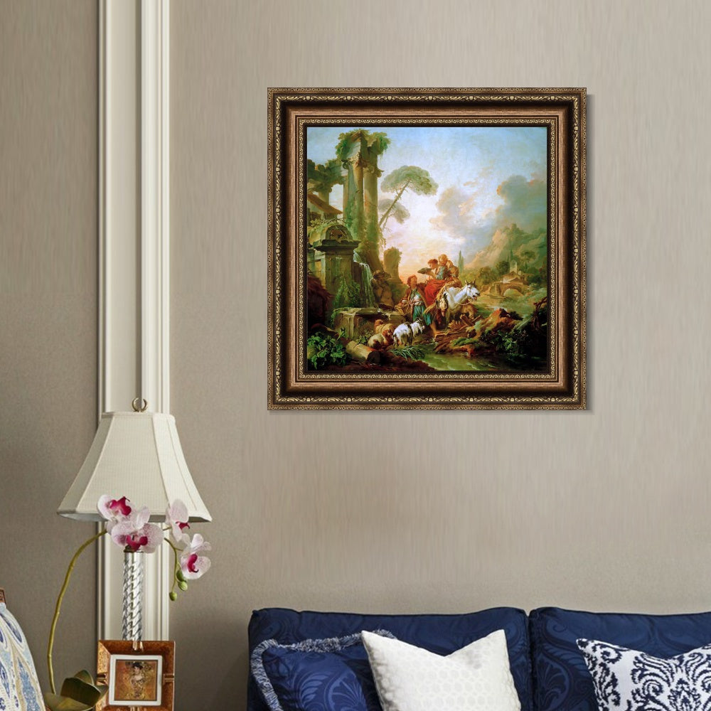 INVIN ART Framed Canvas Art Giclee Print Series#098 by Francois Boucher Wall Art Living Room Home Office Decorations