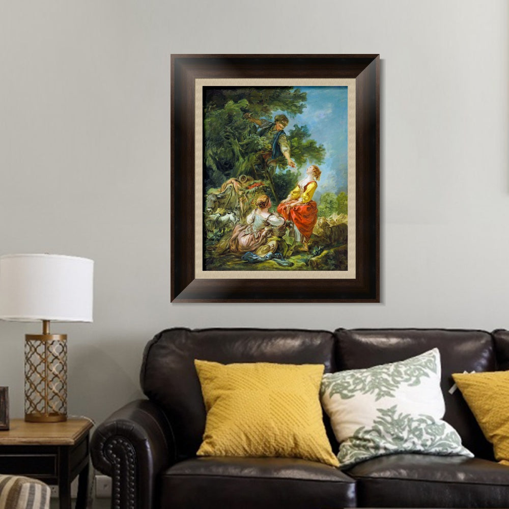 INVIN ART Framed Canvas Art Giclee Print Landscape with Kirschpfl¨¹ckerin by Francois Boucher Wall Art Living Room Home Office Decorations