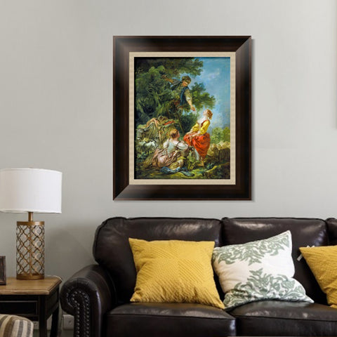 INVIN ART Framed Canvas Art Giclee Print Landscape with Kirschpflückerin by Francois Boucher Wall Art Living Room Home Office Decorations