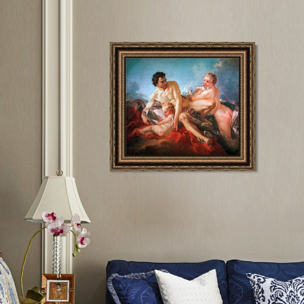 INVIN ART Framed Canvas Art Giclee Print The Education of Cupid by Francois Boucher Wall Art Living Room Home Office Decorations