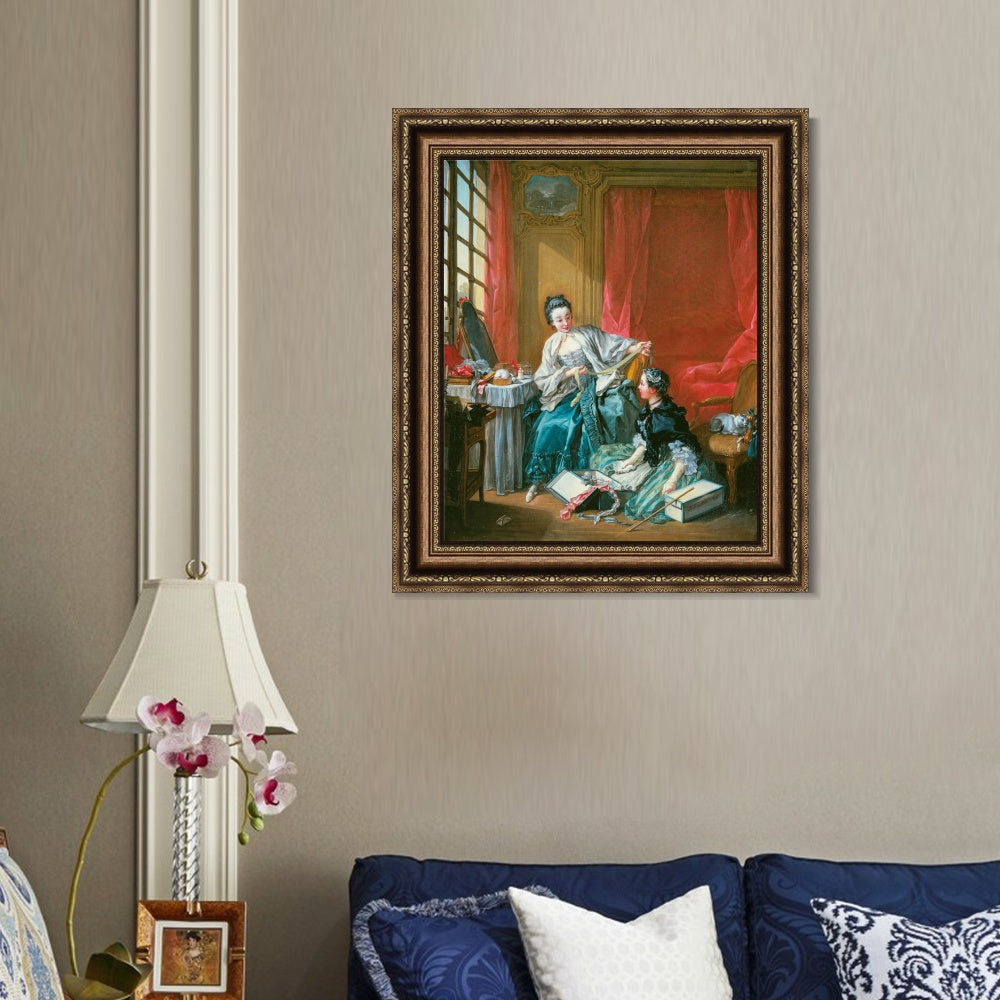 INVIN ART Framed Canvas Art Giclee Print The Modiste by Francois Boucher Wall Art Living Room Home Office Decorations