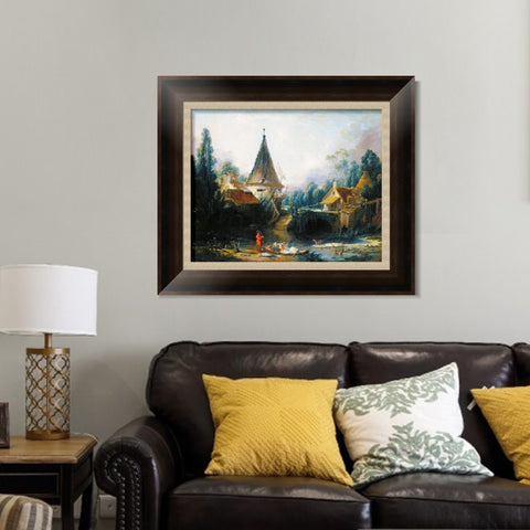 INVIN ART Framed Canvas Art Giclee Print Landscape near Beauvais by Francois Boucher Wall Art Living Room Home Office Decorations