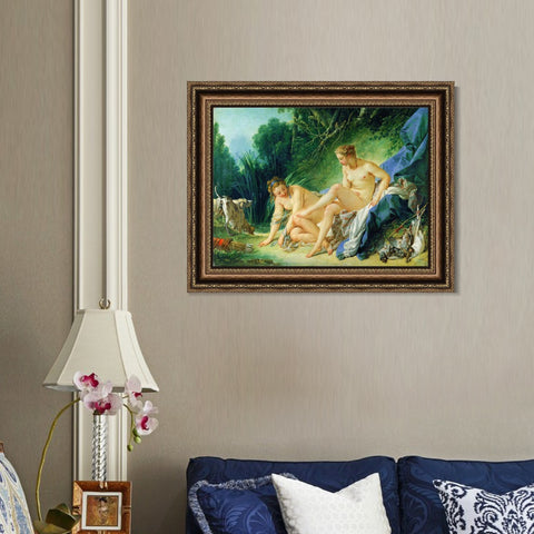 INVIN ART Framed Canvas Art Giclee Print Diana Leaving The Bath by Francois Boucher Wall Art Living Room Home Office Decorations