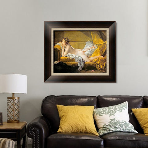 INVIN ART Framed Canvas Art Giclee Print Nude on a sofa by Francois Boucher Wall Art Living Room Home Office Decorations