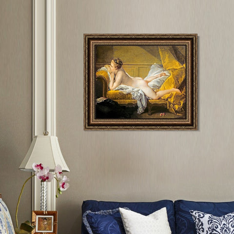 INVIN ART Framed Canvas Art Giclee Print Nude on a sofa by Francois Boucher Wall Art Living Room Home Office Decorations