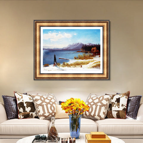INVIN ART Framed Canvas Art Giclee Print The Lake by Albert Bierstadt Wall Art Living Room Home Office Decorations