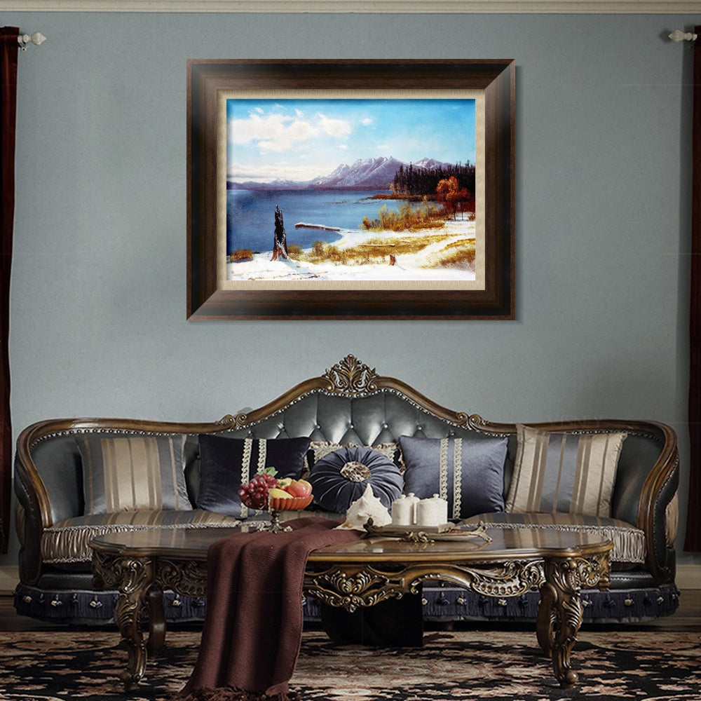 INVIN ART Framed Canvas Art Giclee Print The Lake by Albert Bierstadt Wall Art