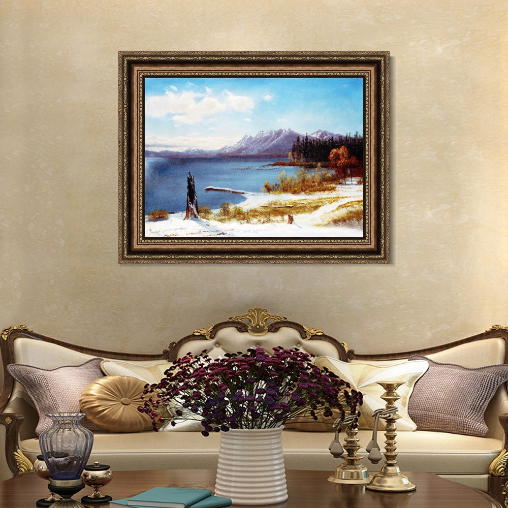 INVIN ART Framed Canvas Art Giclee Print The Lake by Albert Bierstadt Wall Art