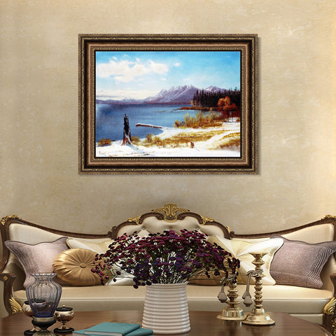 INVIN ART Framed Canvas Art Giclee Print The Lake by Albert Bierstadt Wall Art Living Room Home Office Decorations