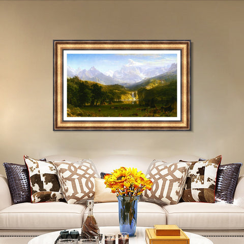 INVIN ART Framed Canvas Art Giclee Print The Rocky Mountains,Lander's Peak 1863 by Albert Bierstadt Wall Art Living Room Home Office Decorations