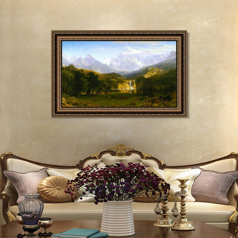 INVIN ART Framed Canvas Art Giclee Print The Rocky Mountains,Lander's Peak 1863 by Albert Bierstadt Wall Art Living Room Home Office Decorations