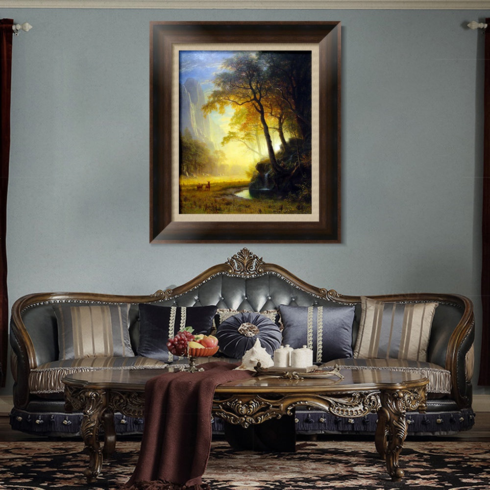 INVIN ART Framed Canvas Art Giclee Print Hetch Hetchy Canyon by Albert Bierstadt Wall Art