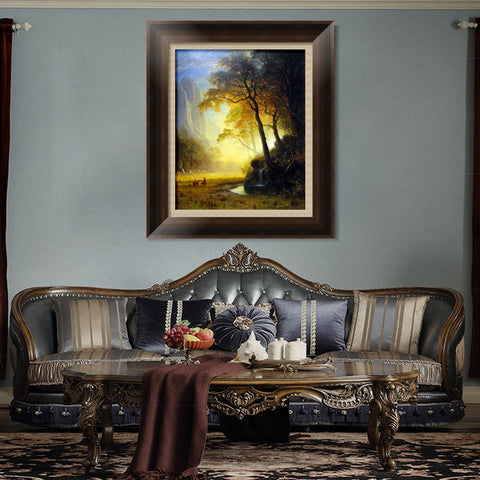 INVIN ART Framed Canvas Art Giclee Print Hetch Hetchy Canyon by Albert Bierstadt Wall Art Living Room Home Office Decorations