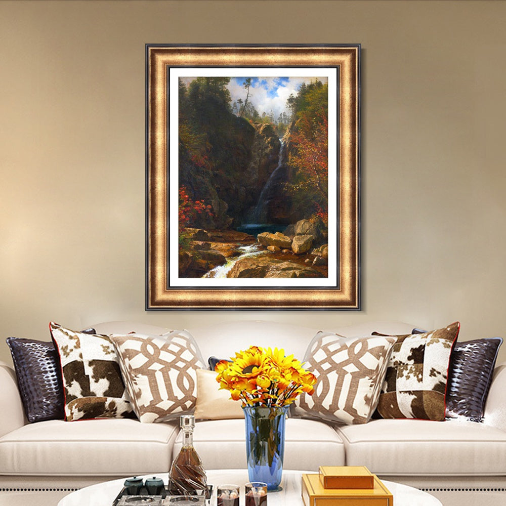 INVIN ART Framed Canvas Art Giclee Print Creek Gently Slipping From The Hills by Albert Bierstadt Wall Art
