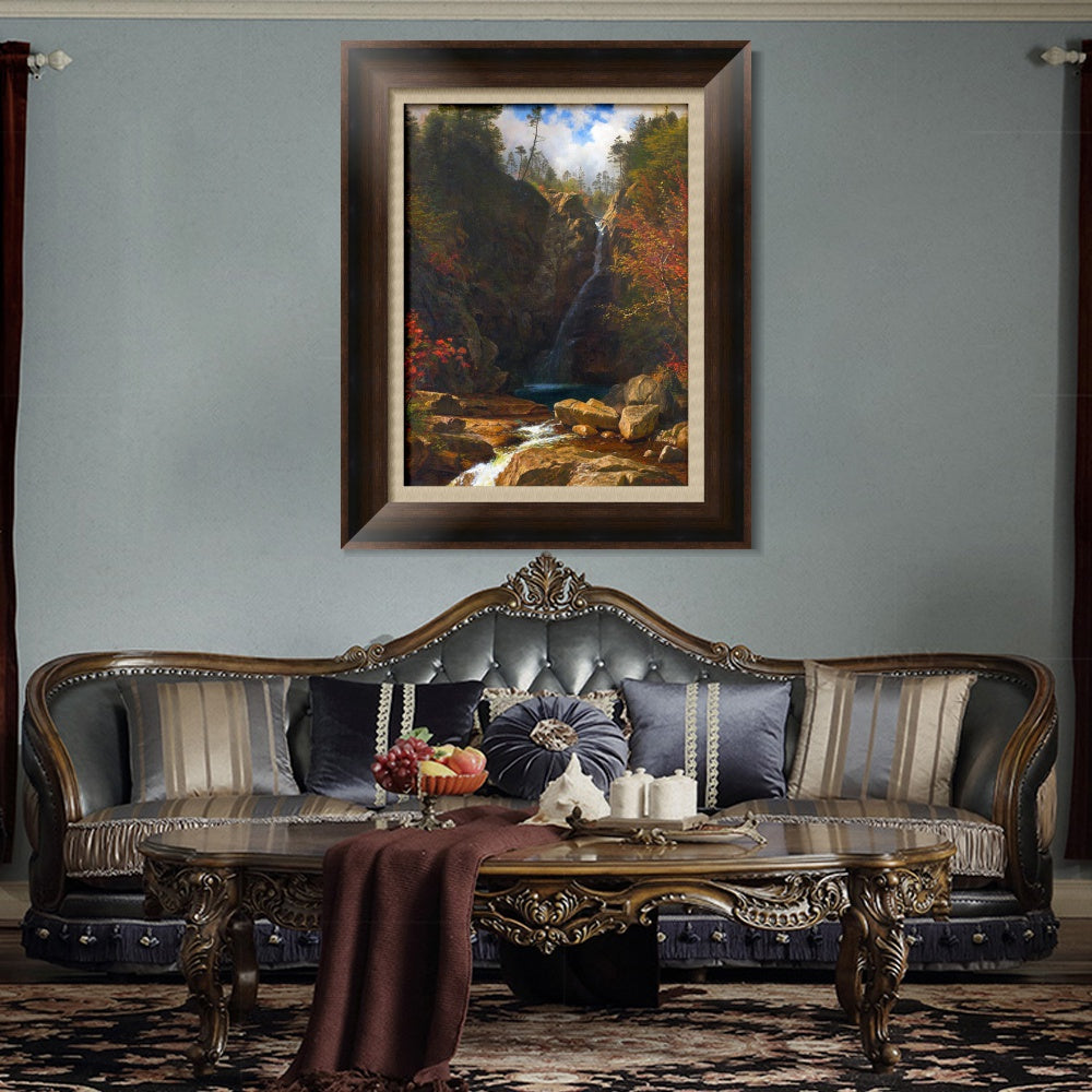 INVIN ART Framed Canvas Art Giclee Print Creek Gently Slipping From The Hills by Albert Bierstadt Wall Art