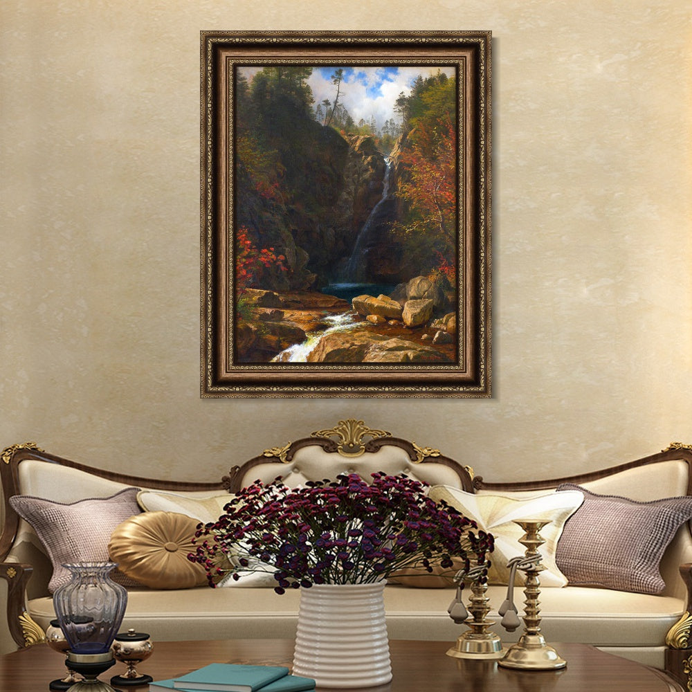 INVIN ART Framed Canvas Art Giclee Print Creek Gently Slipping From The Hills by Albert Bierstadt Wall Art