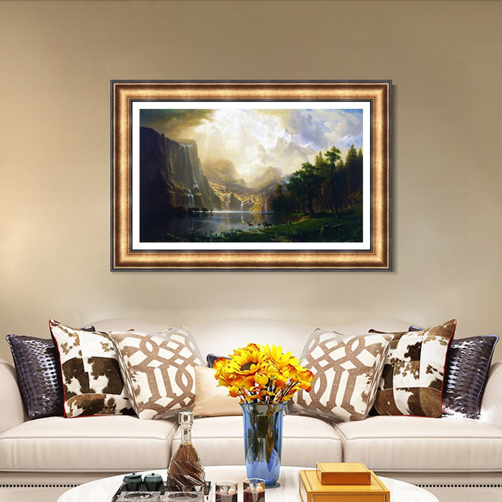 INVIN ART Framed Canvas Art Giclee Print Among The Sierra Nevada,California by Albert Bierstadt Wall Art