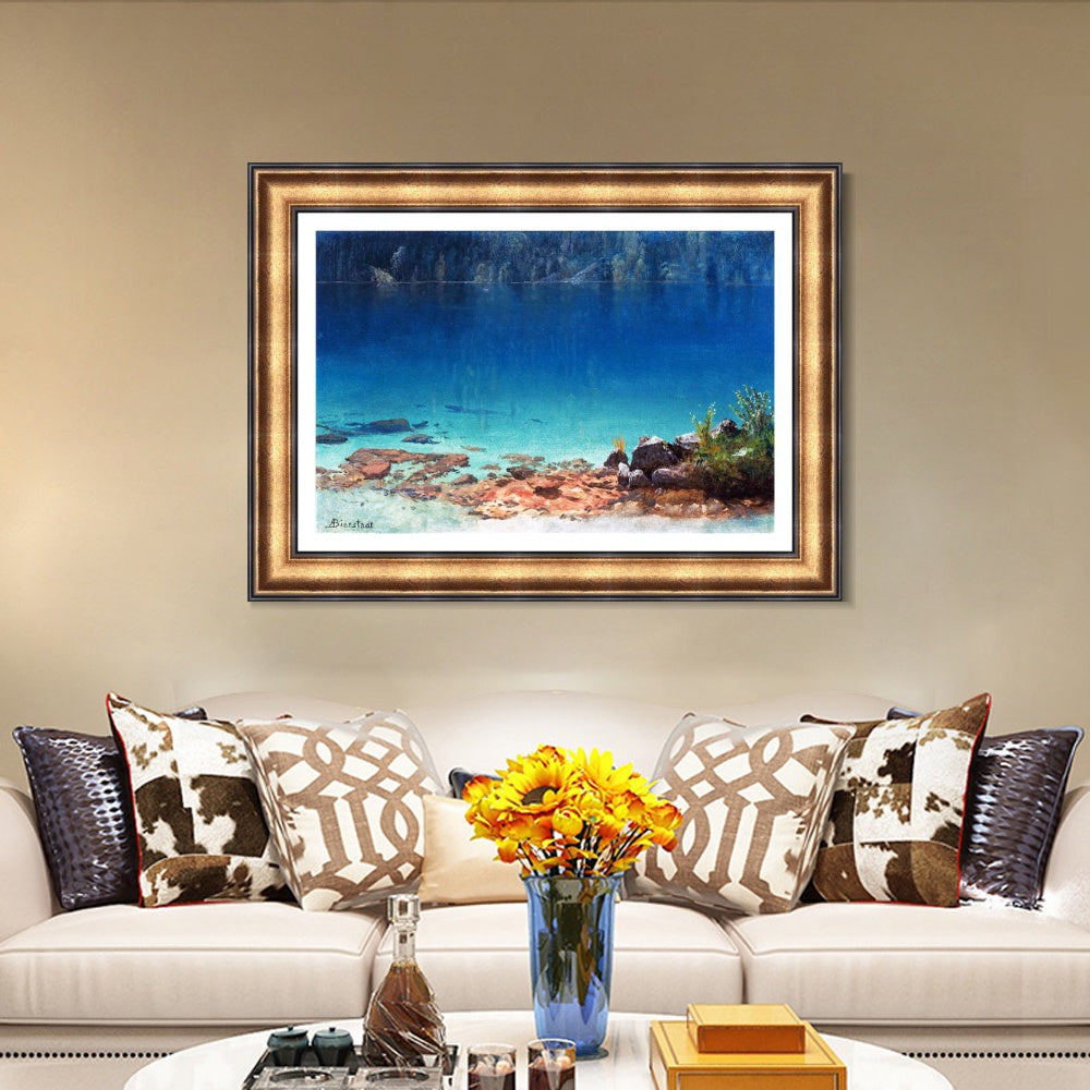 INVIN ART Framed Canvas Art Giclee Print The Quiet Crystal Lake by Albert Bierstadt Wall Art