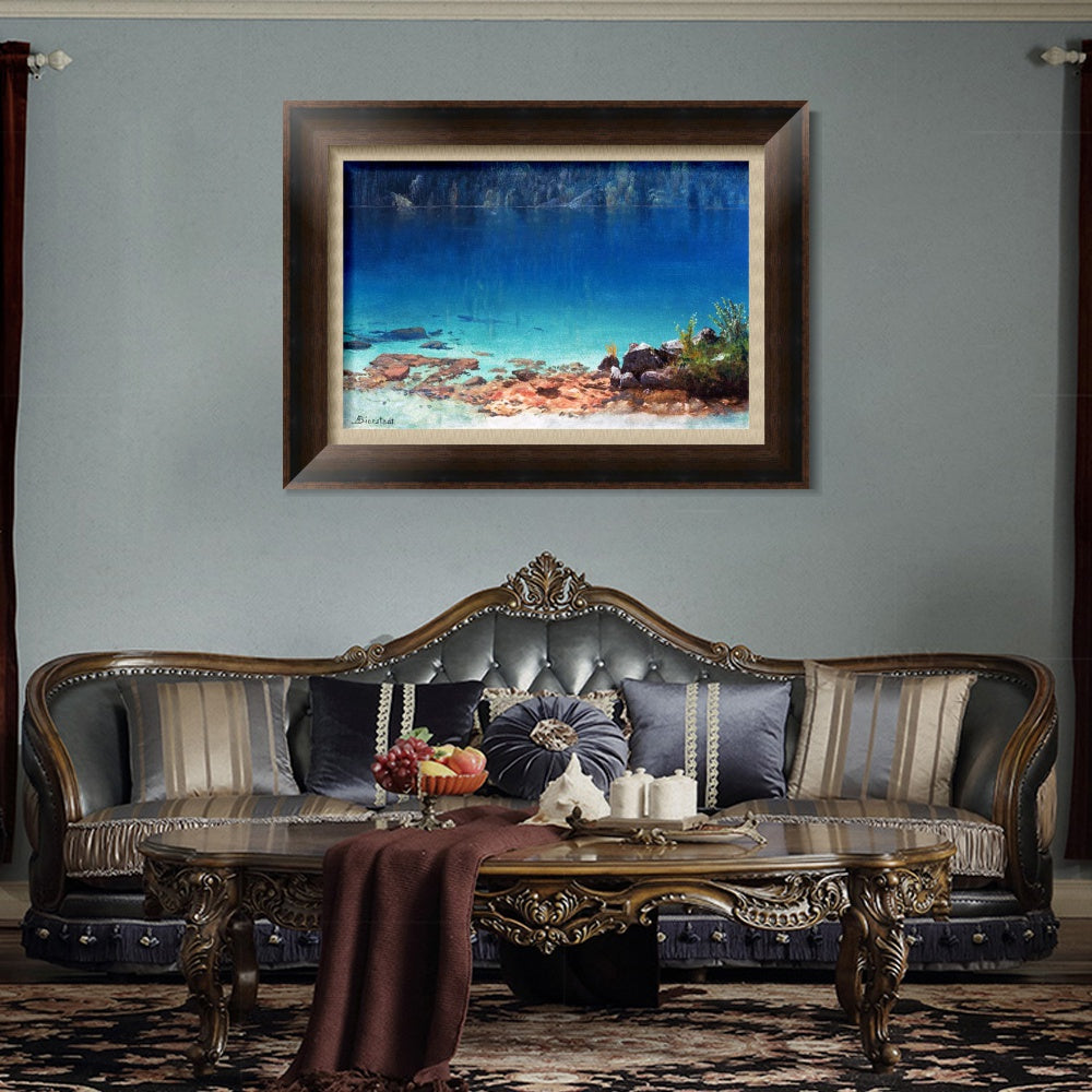 INVIN ART Framed Canvas Art Giclee Print The Quiet Crystal Lake by Albert Bierstadt Wall Art