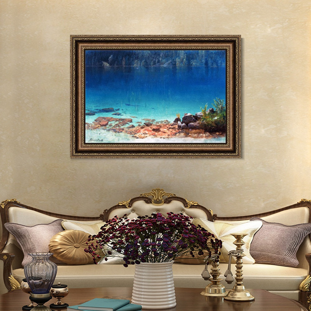 INVIN ART Framed Canvas Art Giclee Print The Quiet Crystal Lake by Albert Bierstadt Wall Art