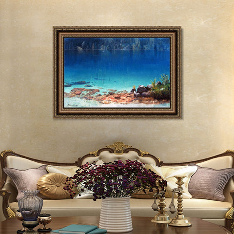 INVIN ART Framed Canvas Art Giclee Print The Quiet Crystal Lake by Albert Bierstadt Wall Art Living Room Home Office Decorations
