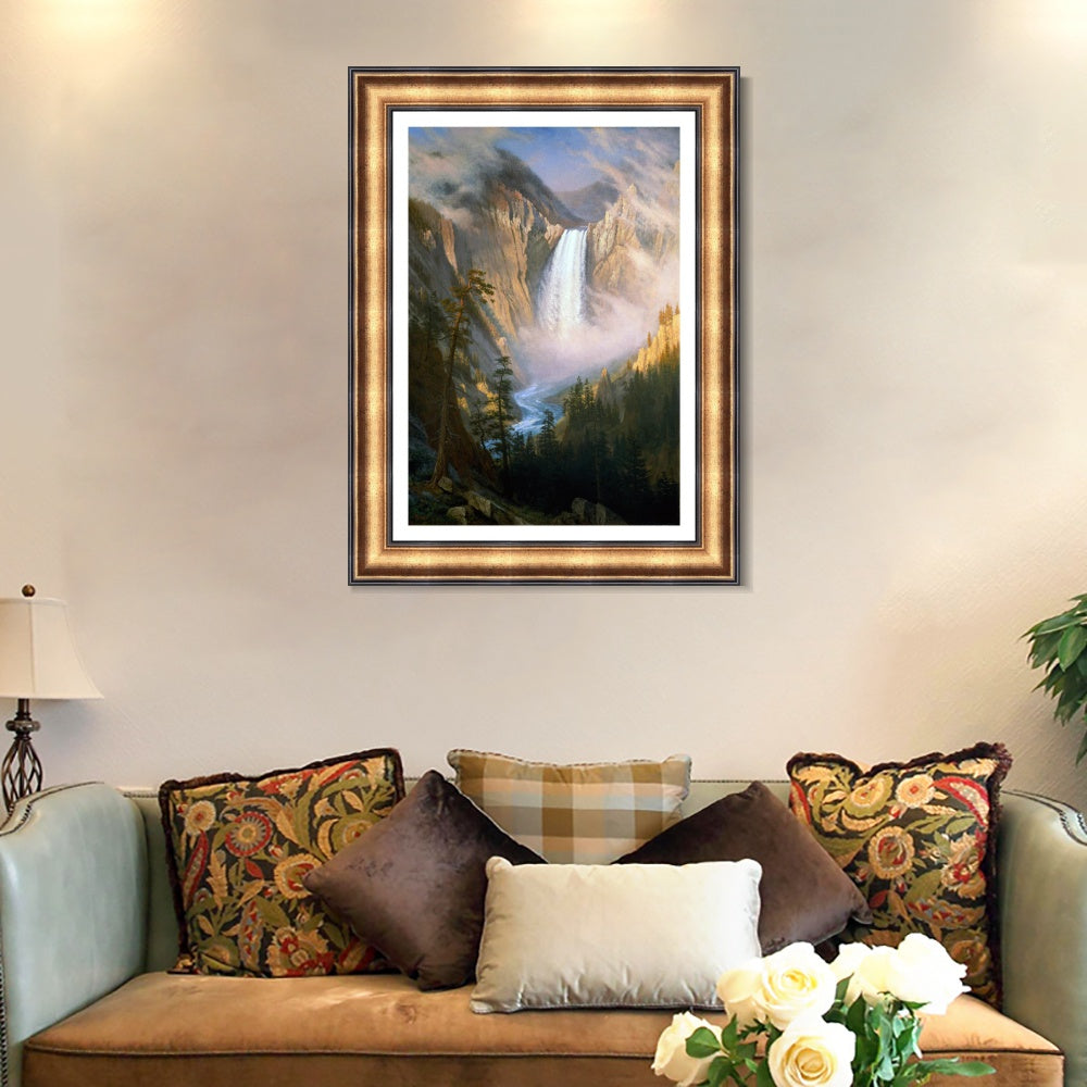 INVIN ART Framed Canvas Art Giclee Print Yellowstone Falls by Albert Bierstadt Wall Art