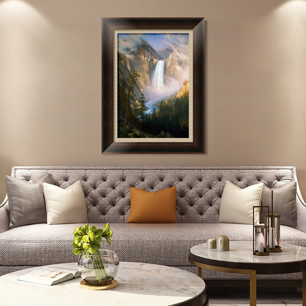 INVIN ART Framed Canvas Art Giclee Print Yellowstone Falls by Albert Bierstadt Wall Art
