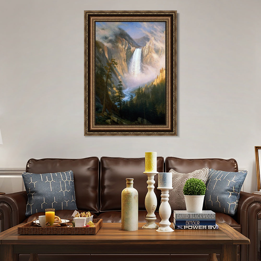 INVIN ART Framed Canvas Art Giclee Print Yellowstone Falls by Albert Bierstadt Wall Art