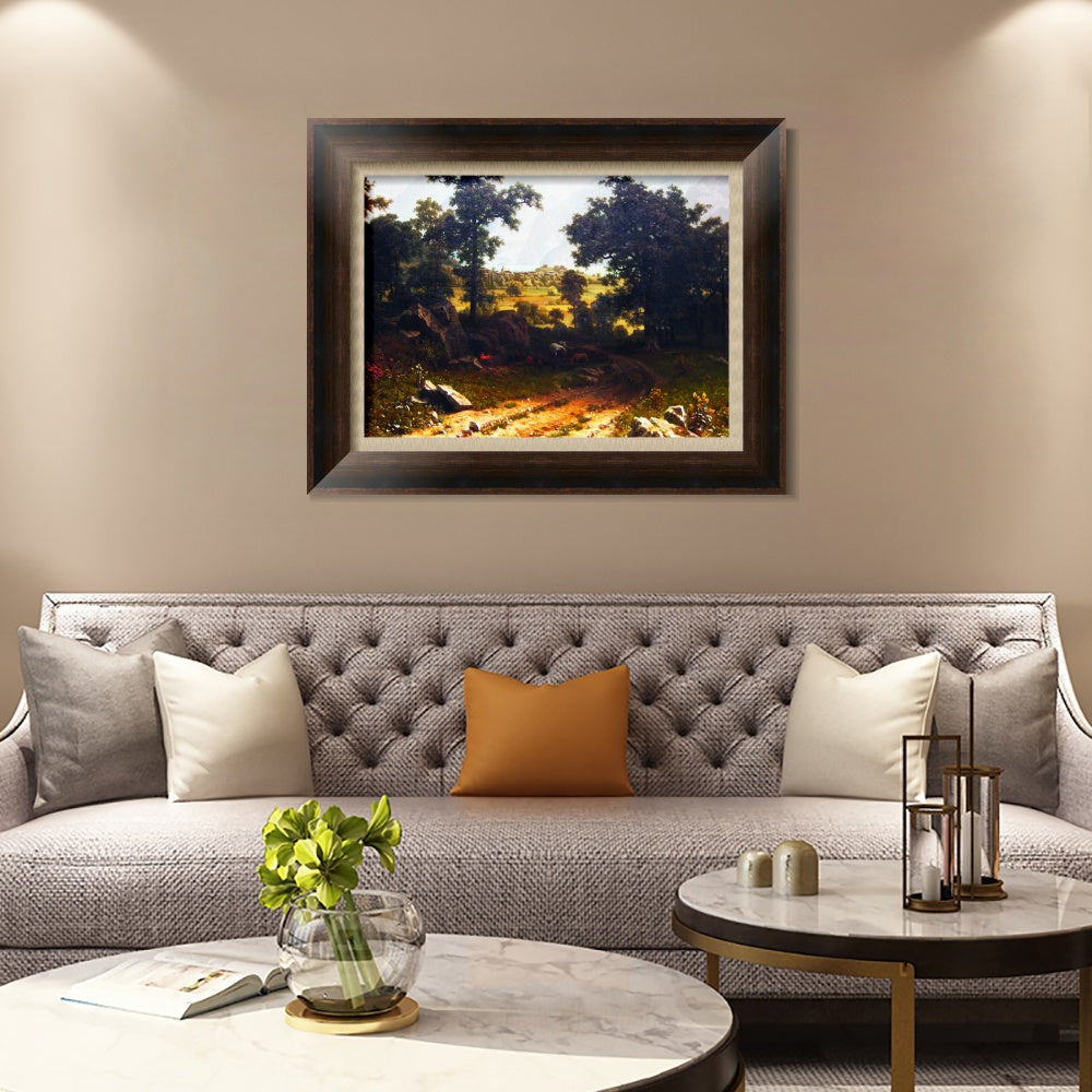 INVIN ART Framed Canvas Art Giclee Print A gravel road leading to the distance by Albert Bierstadt Wall Art