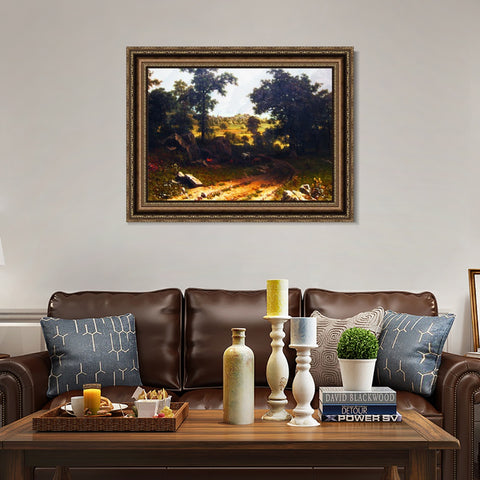 INVIN ART Framed Canvas Art Giclee Print A gravel road leading to the distance by Albert Bierstadt Wall Art Living Room Home Office Decorations