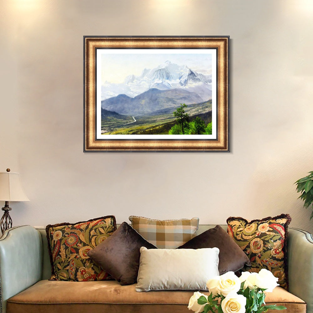 INVIN ART Framed Canvas Art Giclee Print Clouds through the mountains by Albert Bierstadt Wall Art