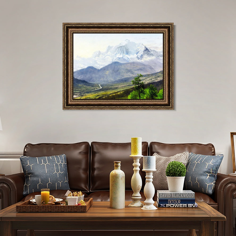 INVIN ART Framed Canvas Art Giclee Print Clouds through the mountains by Albert Bierstadt Wall Art