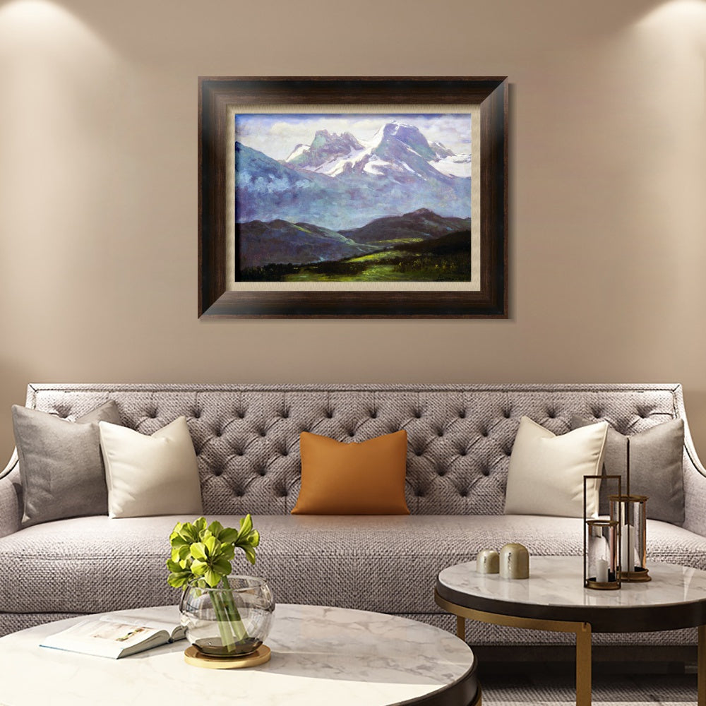 INVIN ART Framed Canvas Art Giclee Print At the foot of snow-capped mountains by Albert Bierstadt Wall Art