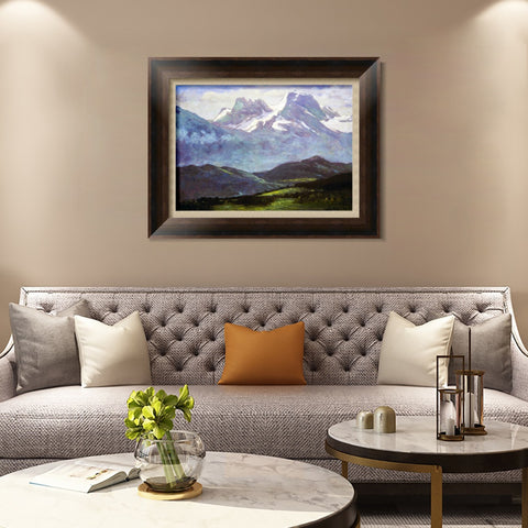 INVIN ART Framed Canvas Art Giclee Print At the foot of snow-capped mountains by Albert Bierstadt Wall Art Living Room Home Office Decorations