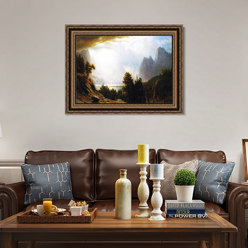 INVIN ART Framed Canvas Art Giclee Print Clouds gathering above the mountains by Albert Bierstadt Wall Art