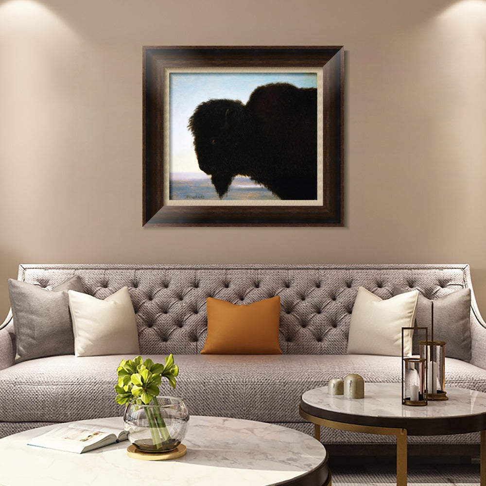 INVIN ART Framed Canvas Art Giclee Print Buffalo Head by Albert Bierstadt Wall Art