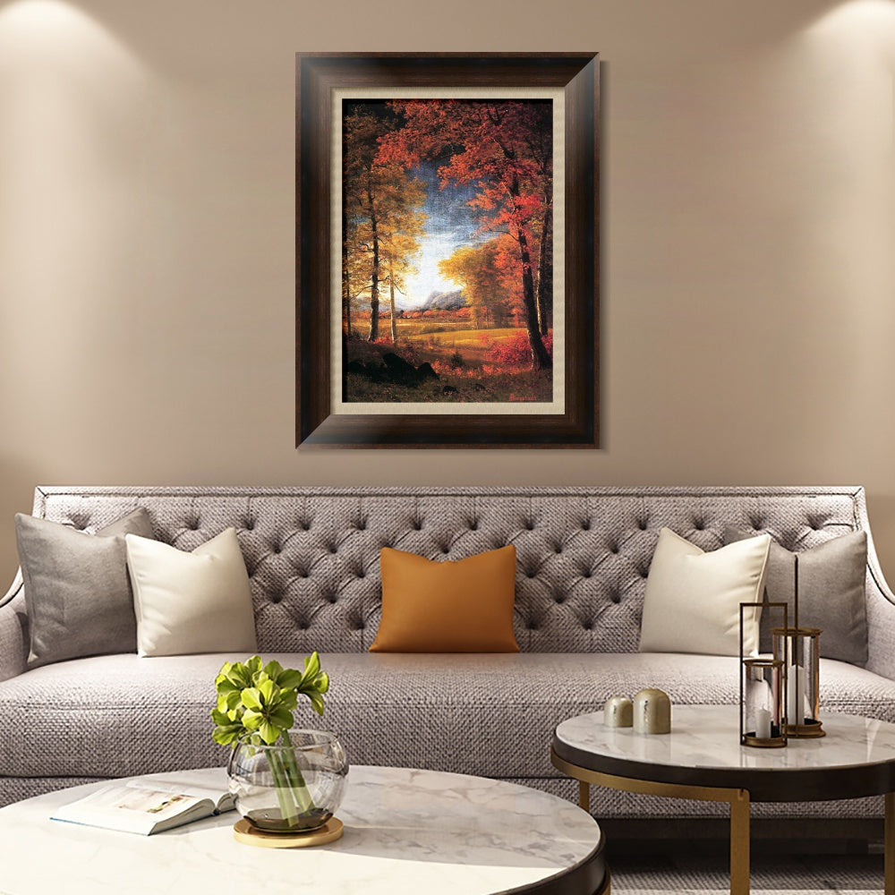 INVIN ART Framed Canvas Art Giclee Print Autumn in America, Oneida County, New York by Albert Bierstadt Wall Art