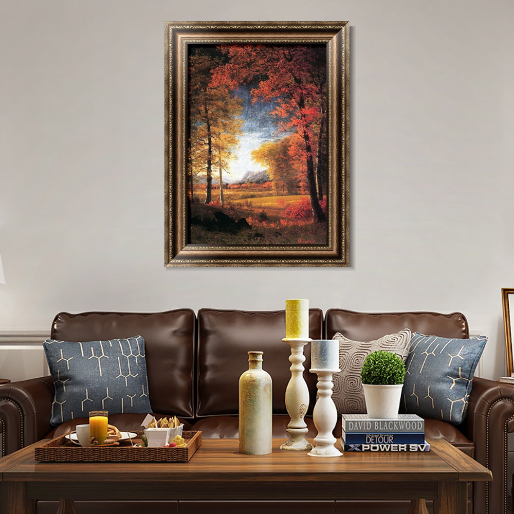 INVIN ART Framed Canvas Art Giclee Print Autumn in America, Oneida County, New York by Albert Bierstadt Wall Art