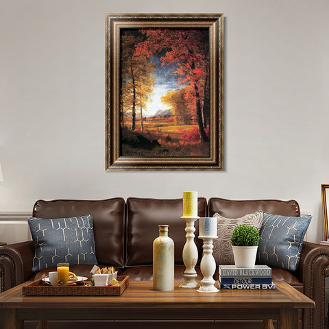 INVIN ART Framed Canvas Art Giclee Print Autumn in America, Oneida County, New York by Albert Bierstadt Wall Art Living Room Home Office Decorations