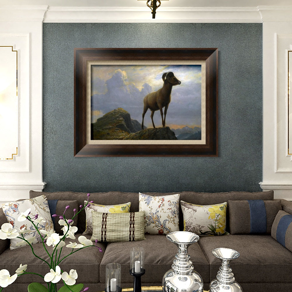INVIN ART Framed Canvas Art Giclee Print Rocky mountain Sheep by Albert Bierstadt Wall Art