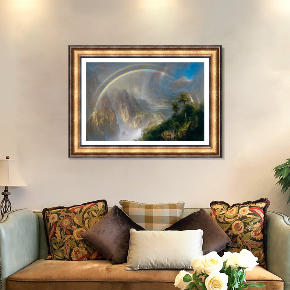 INVIN ART Framed Canvas Art Giclee Print Rainbow by Albert Bierstadt Wall Art