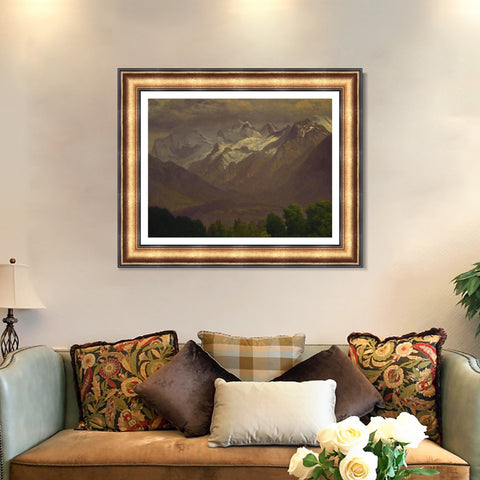 INVIN ART Framed Canvas Art Giclee Print Mountains#3 by Albert Bierstadt Wall Art Living Room Home Office Decorations